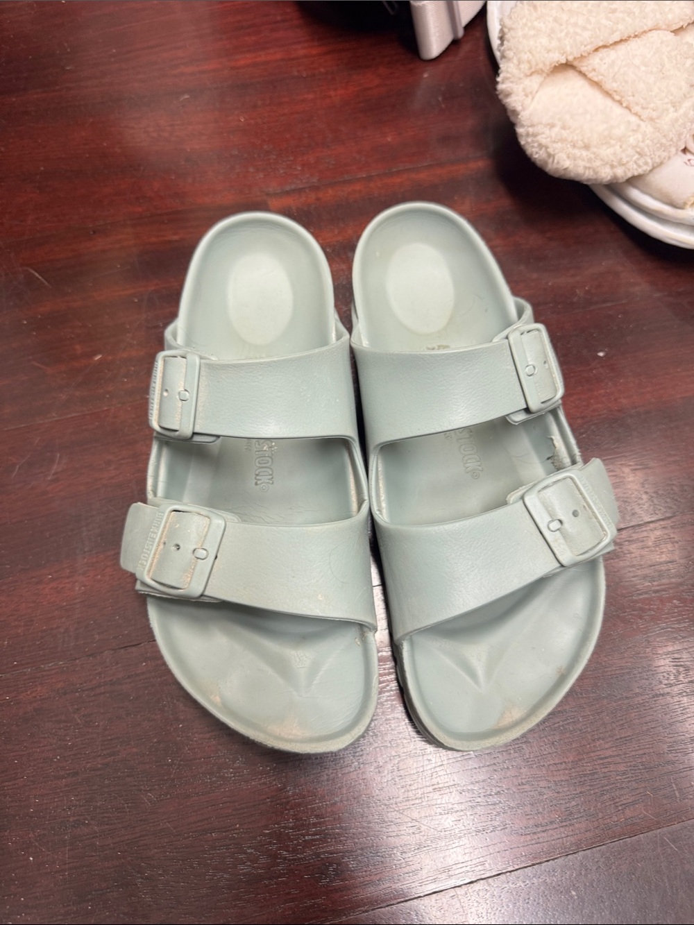 Birkenstock Double-Strap Slides in Mint Green